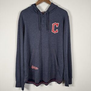 True Fans Men's Cleveland Guardians Hooded Pullover Navy Logo Size XL